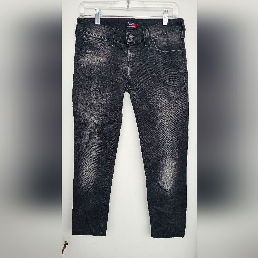 Rihanna for Armani Jeans Black Distresed Womens Skinny Jeans,Sz.EU 28